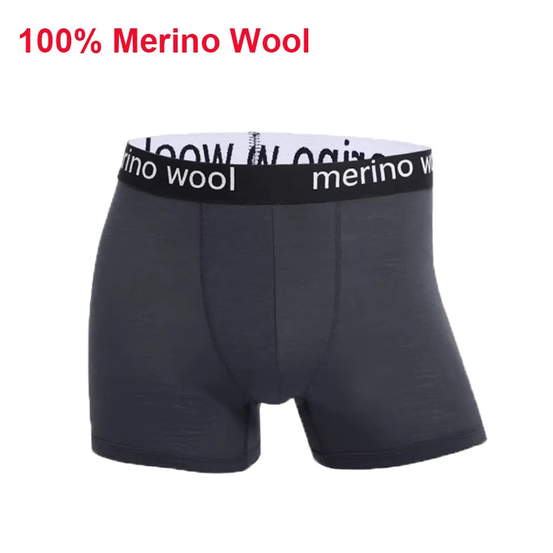 100% Merino Wool Boxer Briefs Men Merino Wool Underwear Boxer Shorts Everyday Soft Breathable Anti-Odor Sports Fitness Boxers