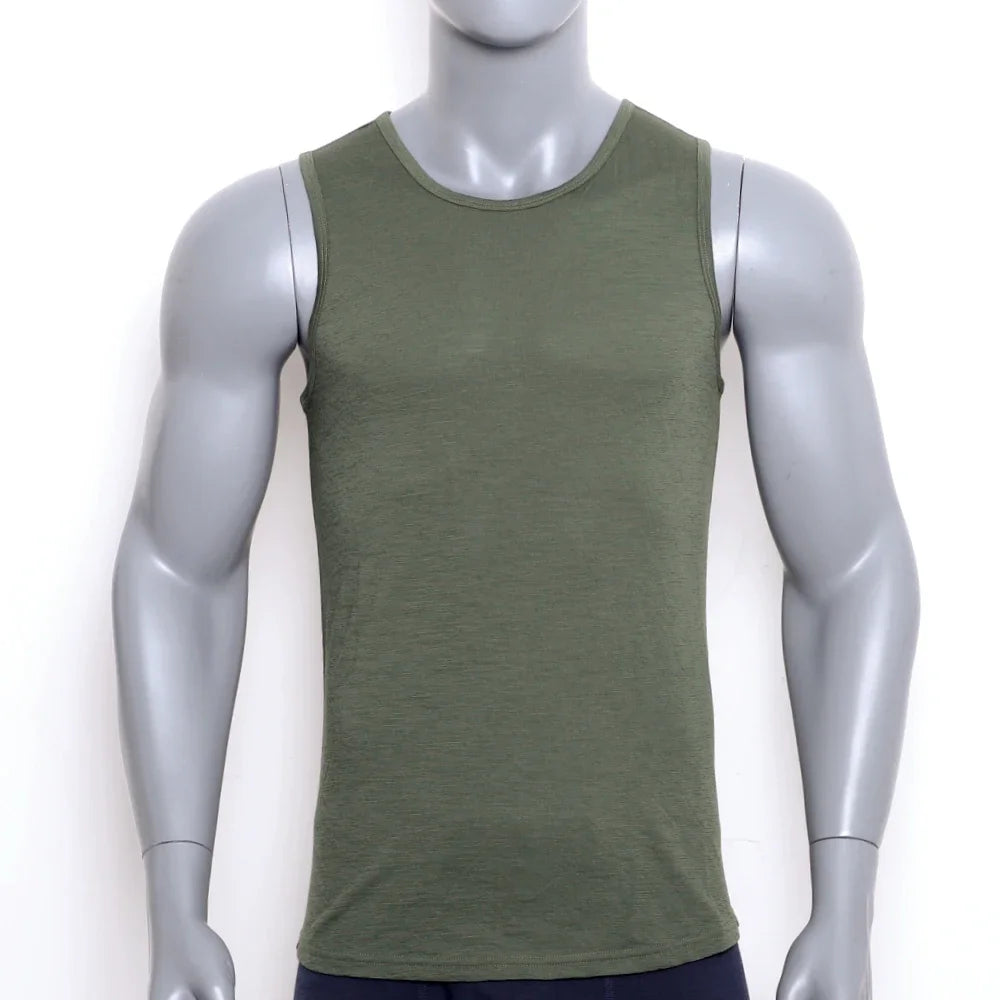 Men's 100% Merino Wool Tank Top Ultralight Merino Wool Base Layer Tank Tops Men Sleeveless Shirt Wicking Breathable Anti-Odor