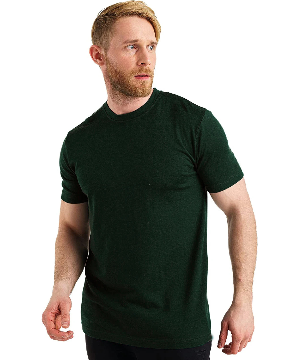 100% Superfine Merino Wool T Shirt Mens Base Layer Tee Merino Wool 180G Everyday Undershirt Wicking Breathable Anti-Odor