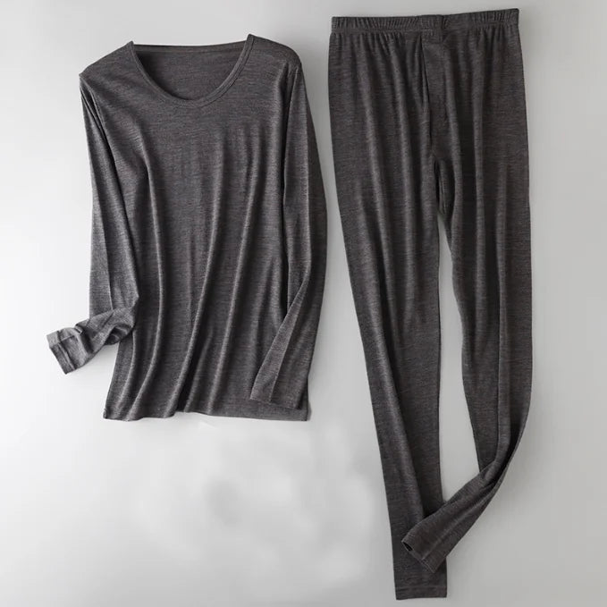 100% Merino Wool Base Layer Set Men 150G Winter Merino Wool Thermal Underwear Sets Lightweight Long Sleeve Top Bottom Pants