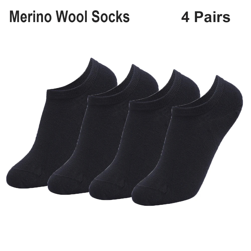 4 Pairs Unisex Merino Wool No Show Athletic Socks Merino Wool Light Running Tennis Golf Socks Everyday Light Low Cut Socks