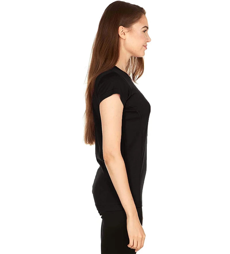 100% Merino Wool T-Shirt Womens Lightweight Short Sleeve Crew Shirts Merino Wool Base Layer Women Undershirt No Itch Breathable