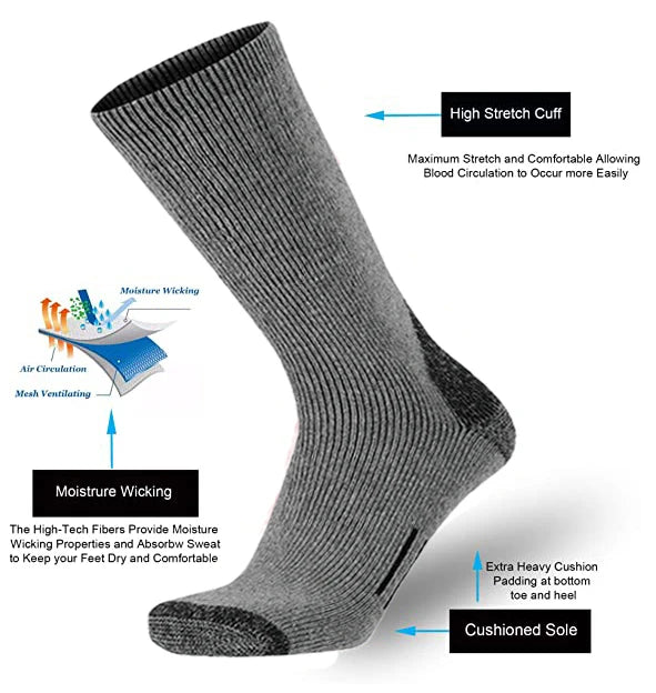 70% Merino Wool Socks Hiking Men Merino Wool Socks Boot Winter Crew Thermal Warmest Sports Socks for Skiing Running Cycling