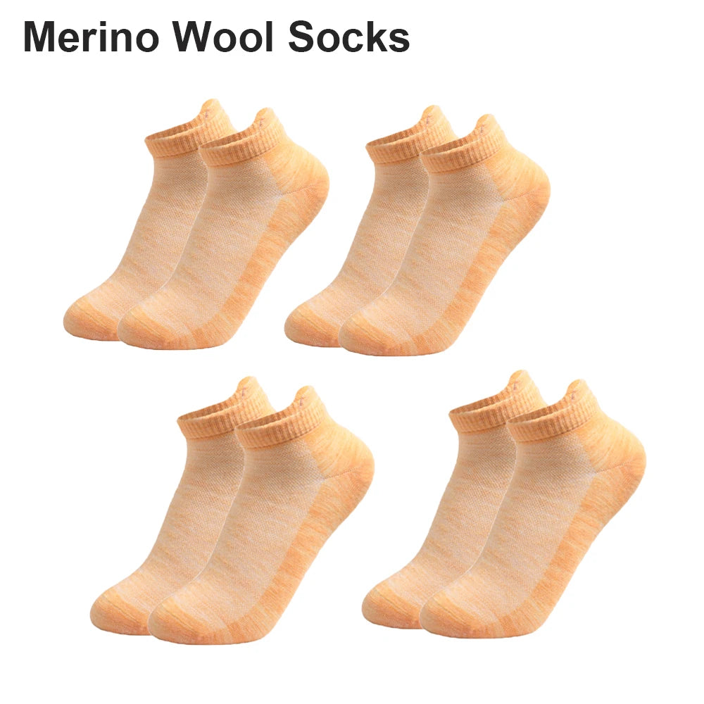 4 Pairs Merino Wool Ankle Socks Men Women Athletic Thin Running Socks Merino Everyday Socks Wicking Breathable Anti-Odor