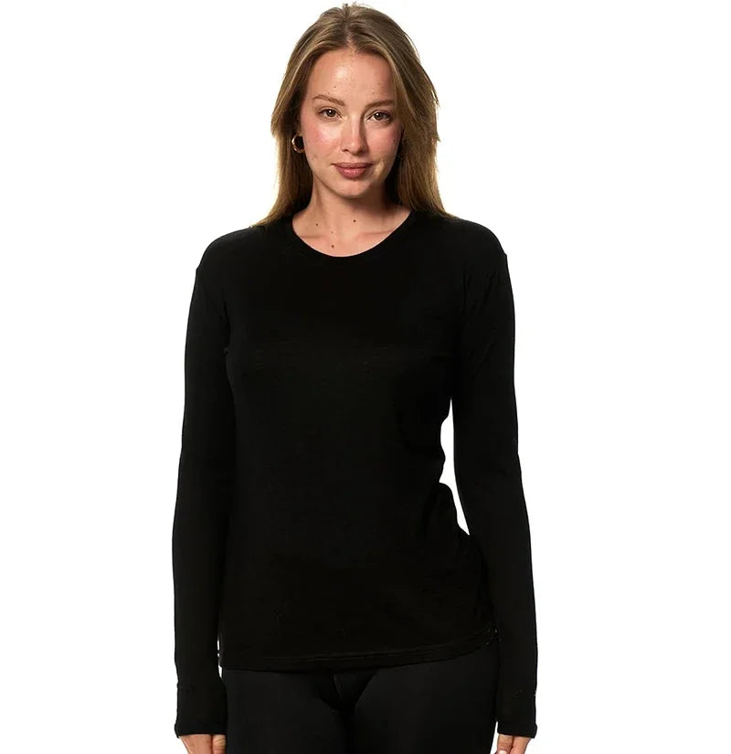 Women's 100% Merino Wool Base Layer Tops Merino Wool Thermal Underwear Long Sleeve Shirt Hiking Wicking Anti-Odor 170G/190G