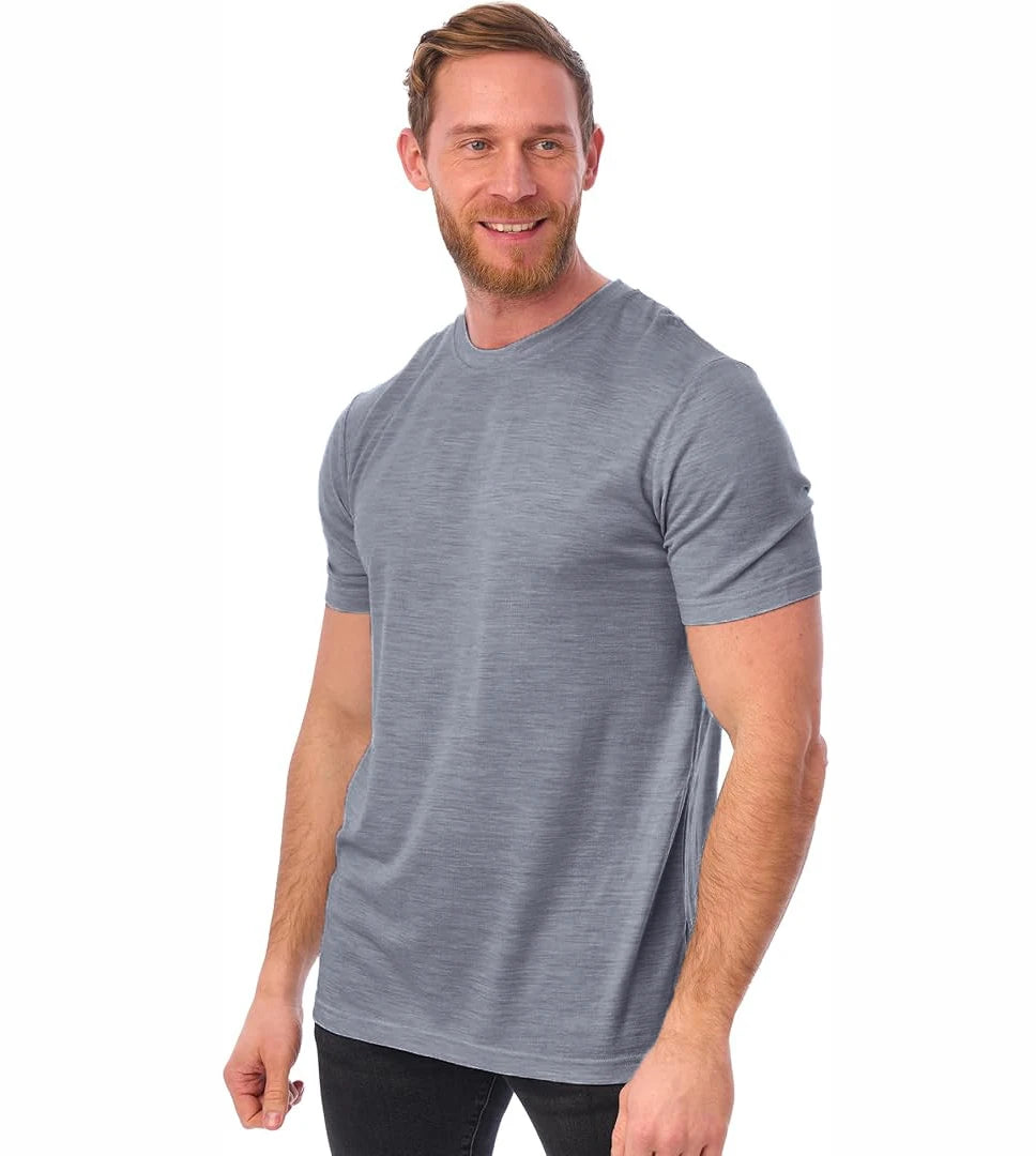 100% Merino Wool T-Shirt Men Short Sleeve Merino Shirts Sport Lightweight Base Layer Hiking Tshirt Soft Breathable Undershirt