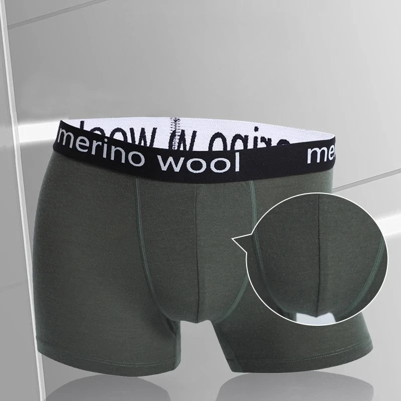 Men's Merino Wool Underwear Boxers Men Merino Wool Blend Boxer Briefs Breathable Comfortable Pouch Moisture Wicking