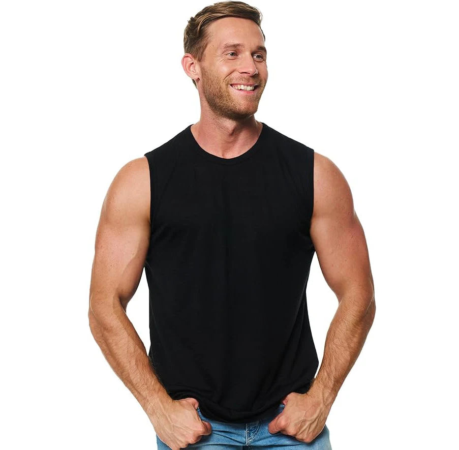 Men‘s Merino Wool Tank Top Active Merino Wool Sleeveless Undershirt Moisture Wicking Breathable Anti-Odor Lightweight Base Layer
