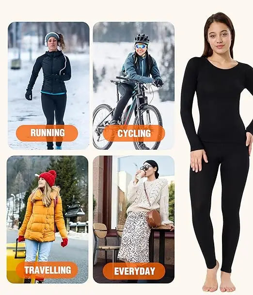 Women's 100% Merino Wool Base Layer Set 150g Lightweight Thermal Underwear Set for Womens Merino Wool Top and Bottom Sets
