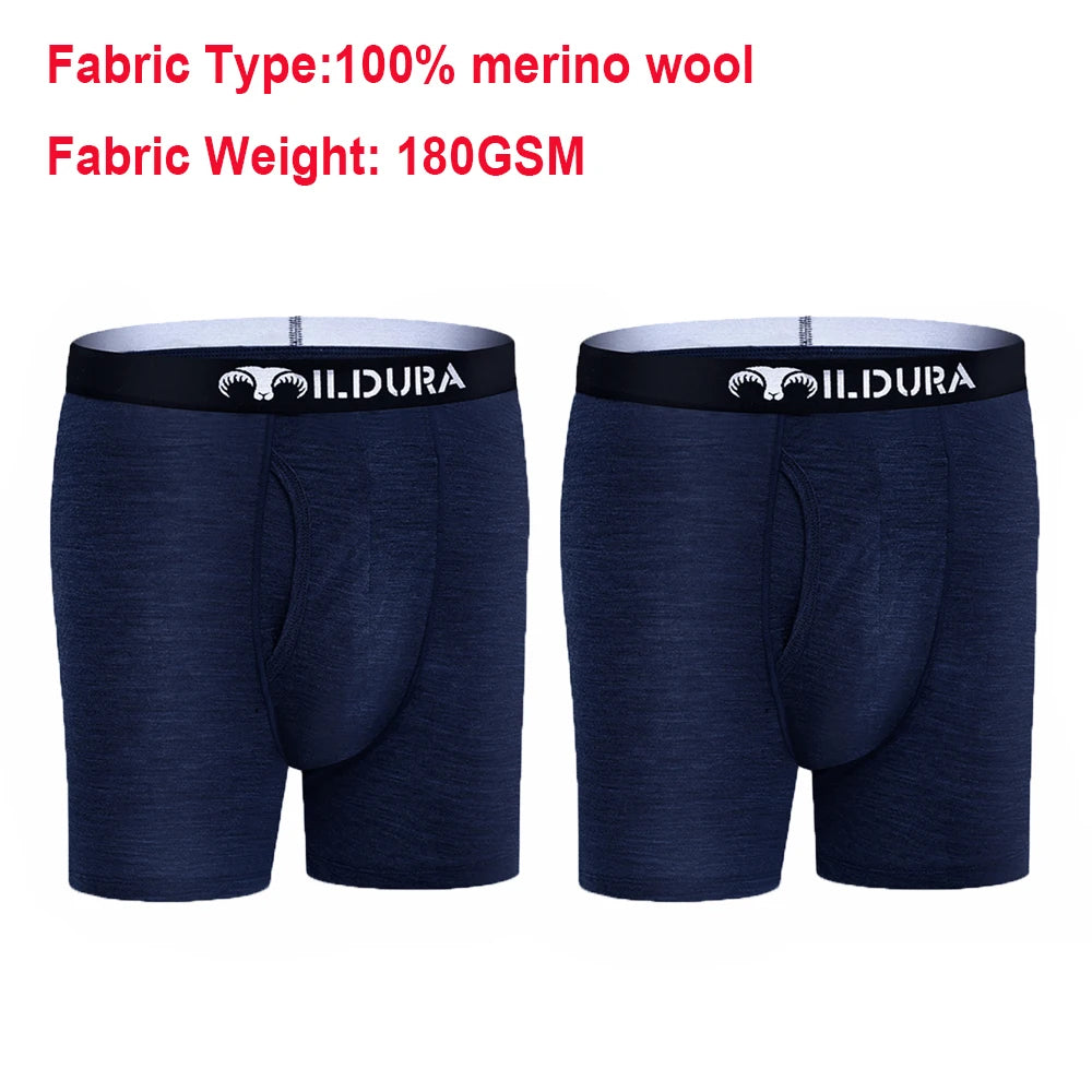 100% Merino Wool Underwear Boxer Briefs Men Merino Boxershorts Men Base Layer Underpants Soft Moisture Breathable Asian Size