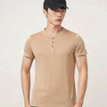 100% Merino Wool Henley T-Shirts Men Merino Short Sleeve Shirts Sports Running Everyday Tee Top Wicking Breathable Anti-Odor