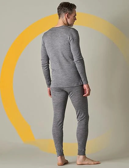 100% Merino Wool Base Layer Set Men 150G Winter Merino Wool Thermal Underwear Sets Lightweight Long Sleeve Top Bottom Pants
