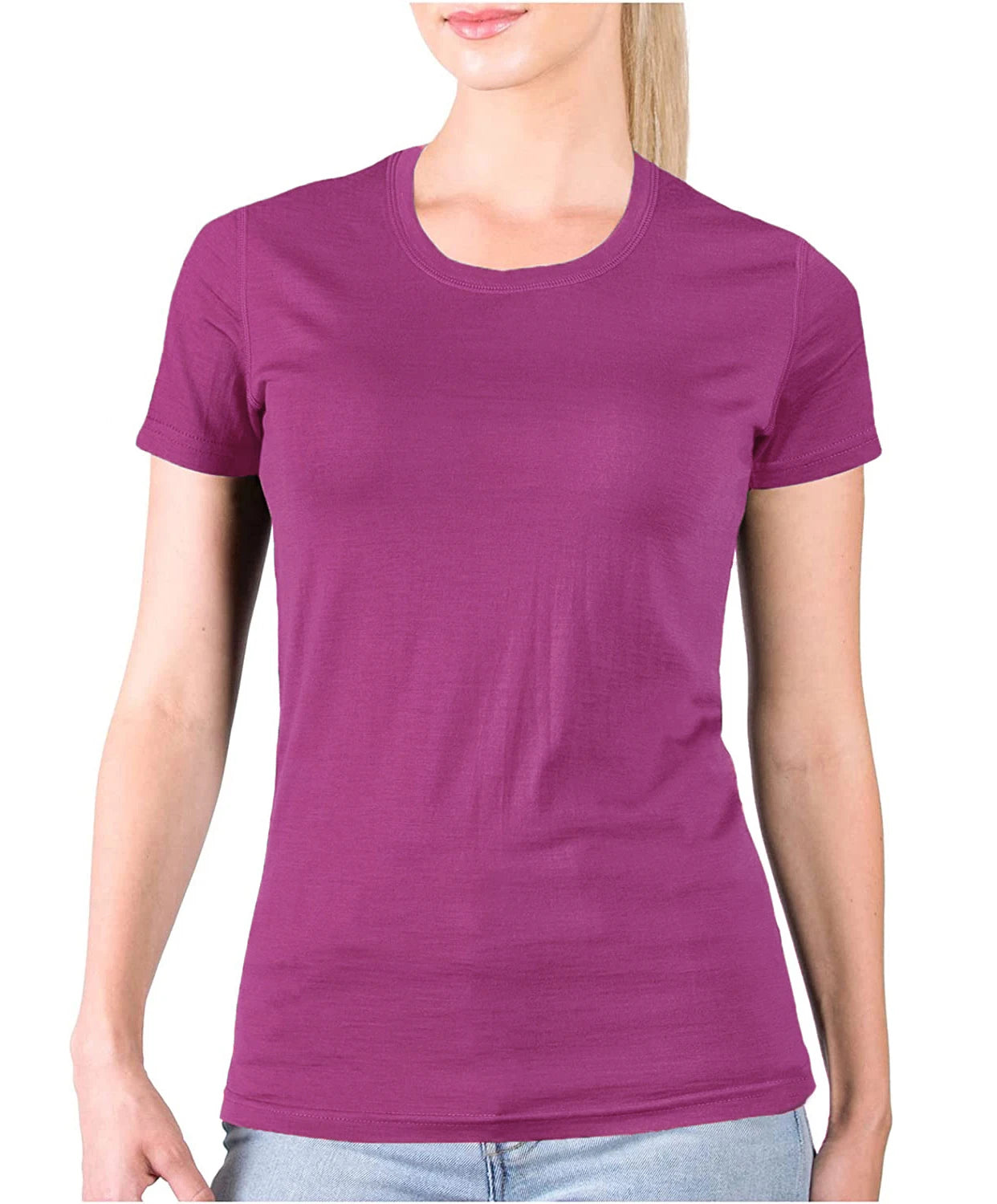 100% Merino Wool T Shirts for Women 180G Crew Neck Short Sleeve Top Base Layer Breathable Quick Dry Travel Hiking Running Tee