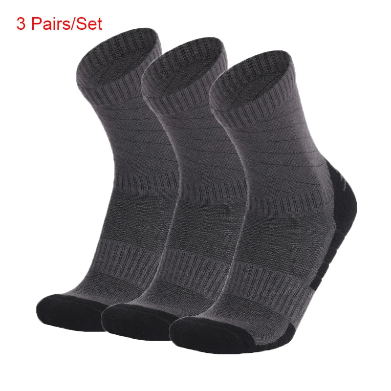 3 Pairs/Set Merino Wool Socks Autumn Winter Professional Sports Socks Merino Wool Skiing Hiking Crew Socks Warm Moisture Wicking