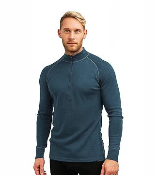 100% Merino Wool Base Layer Mens Merino Wool Half Zip Sweater Men Merino Thermal Underwear Long Sleeve Shirt Breathable Wicking