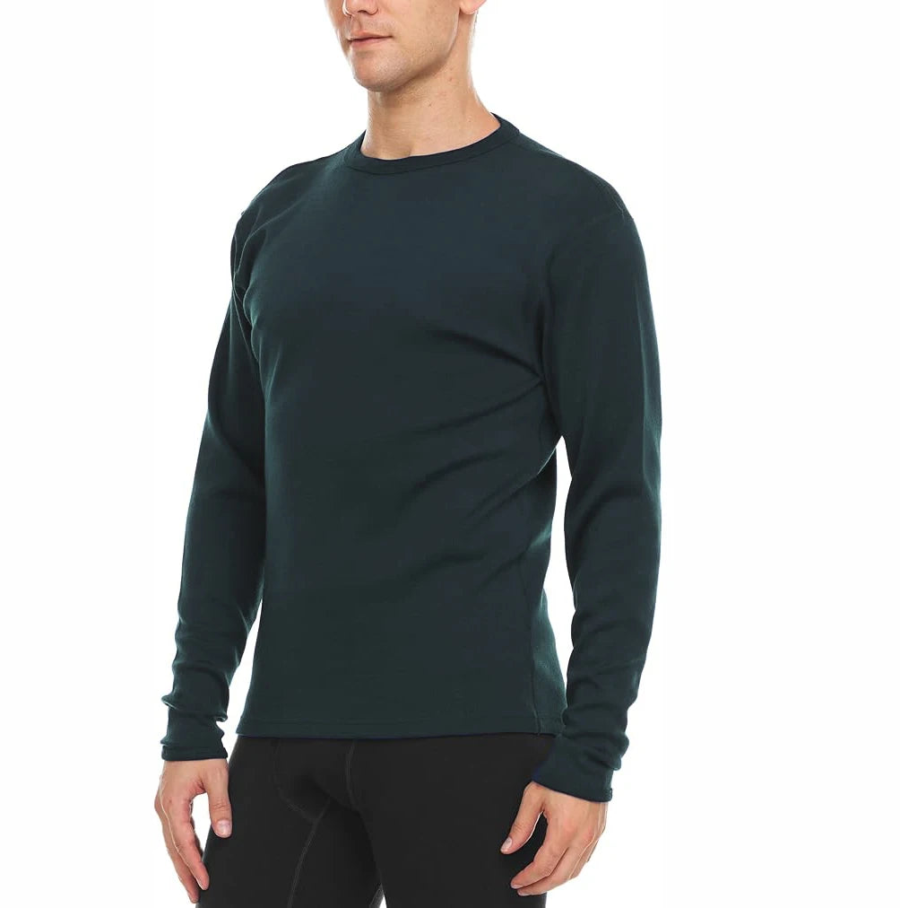 100% Merino Wool Men's Long Sleeve Crew Shirt Thermal Underwear Base Layer Men Merino Wool Shirts Wicking Breathable Anti-Odor