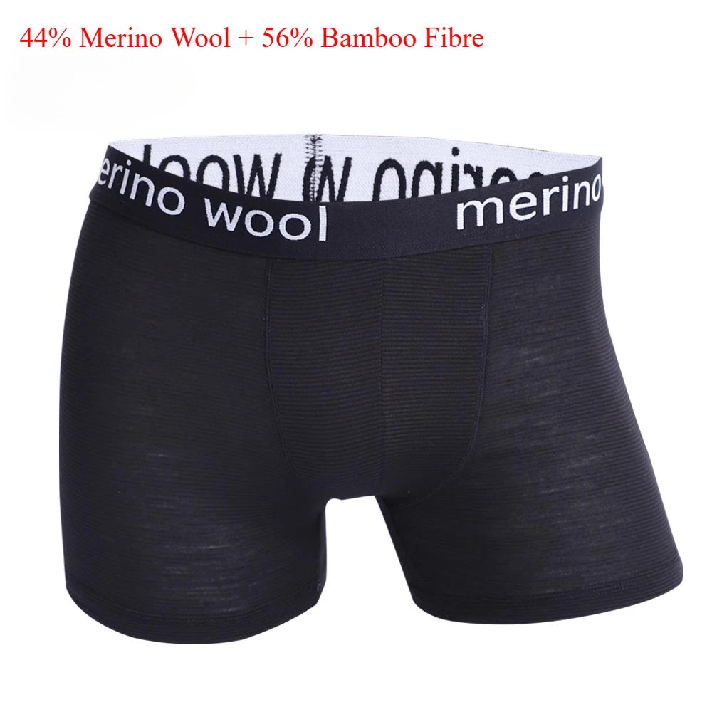 Men's Merino Wool Underwear Boxers Men Merino Wool Blend Boxer Briefs Breathable Comfortable Pouch Moisture Wicking