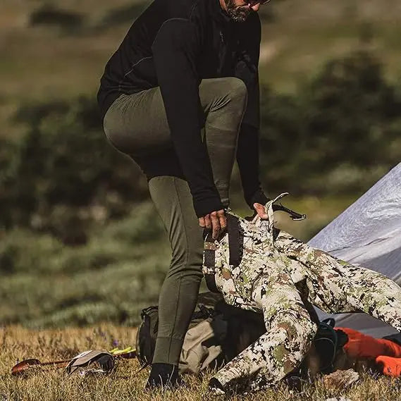 250G 100% Merino Wool Bottoms Mens Base Layer Pants Merino Wool Thermal Underwear Pants Soft Long Johns for Hunting Hiking