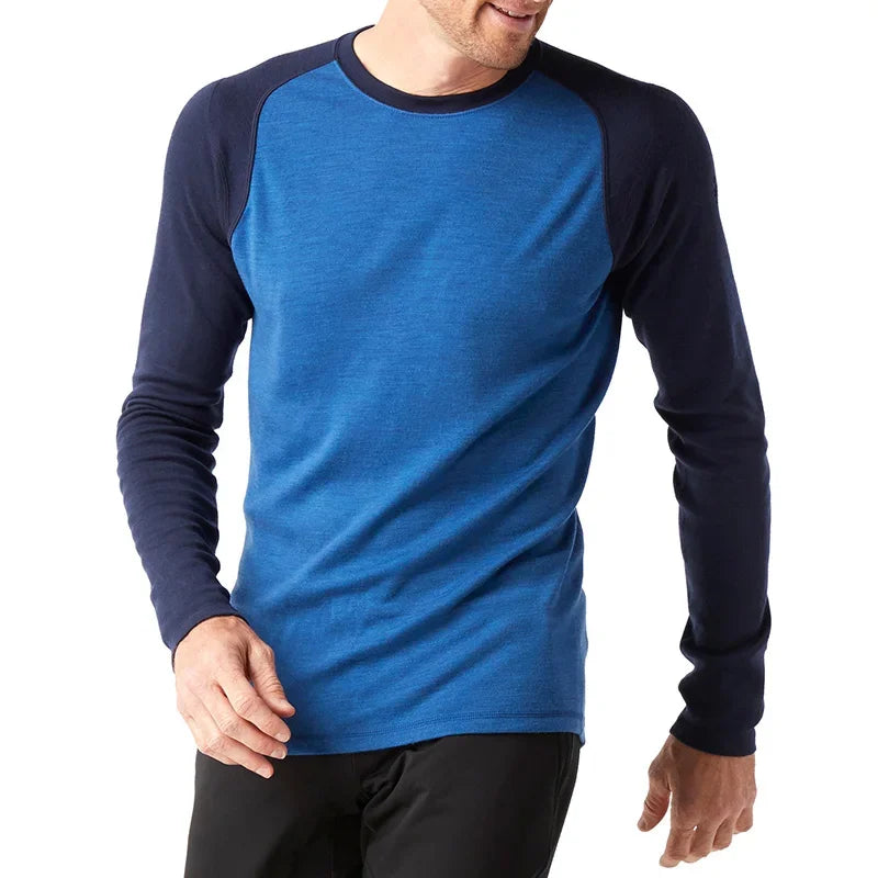 100% Merino Wool Long Sleeve T Shirt Mens Merino Wool Thermal Underwear Base Laye Shirts Wicking Breathable Anti-Odor 200gsm