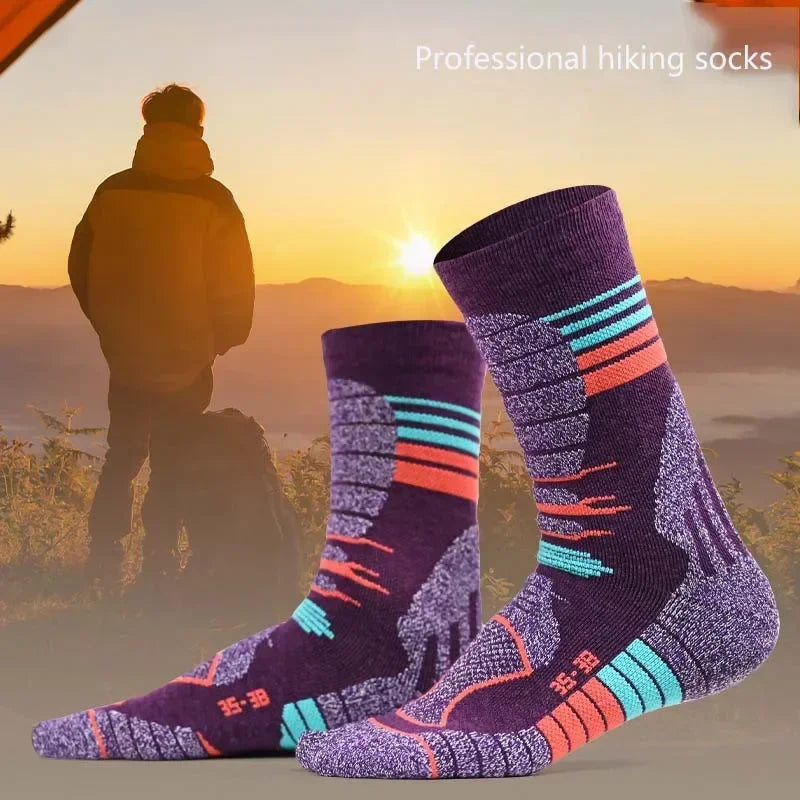 Men Women Merino Wool Socks Hiking 30% Merino Wool Warm Running Trekking Skiing Hunting Fishing Seamless Outdoor Sports Socks