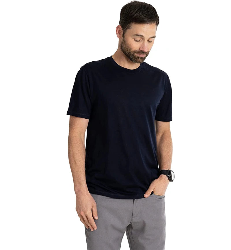 Merino Wool T Shirt Men 100% Merino Undershirt Middleweight Base Layer Shirts Wicking Breathable Quick Dry Anti-Odor No-itch