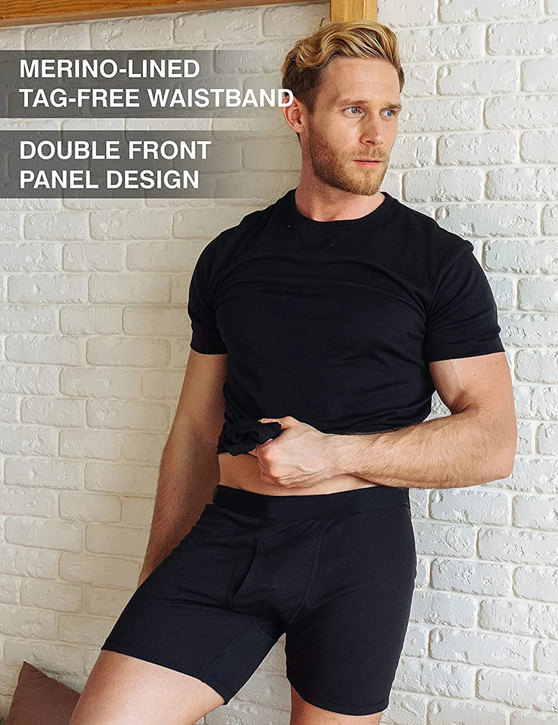 Men Merino Wool Long Drop Boxer Brief 100% Merino Wool Men Underwear Base Layer 240G Men Sports Underpants Fitness Breathable