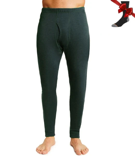 100% Merino Wool Men Underwear Bottom Pants Merino Wool Base Layer Thermal Pants Leggings Long Johns Warm Baselayer Bottom+Socks