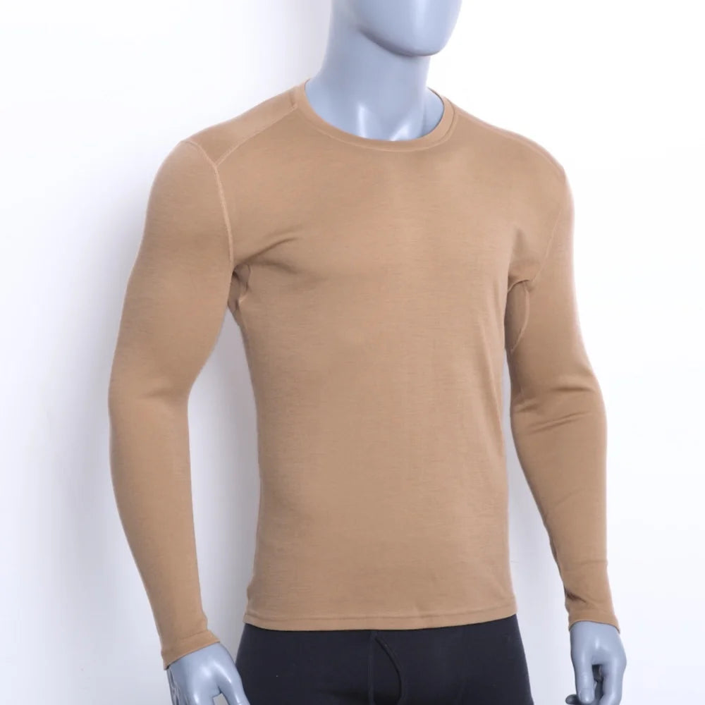 100% Merino Wool Base Layer Men Merino Wool Thermal Underwear Top Mens Crew Shirts Long Sleeve Shirt Everyday Baselayer 250G