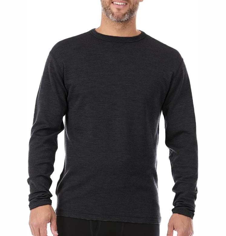 100% Merino Wool Men's Long Sleeve Crew Shirt Thermal Underwear Base Layer Men Merino Wool Shirts Wicking Breathable Anti-Odor