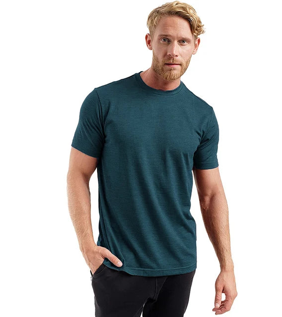 Men's Merino Wool T Shirt Base Layer Wool Tee Men 100% Merino Wool Shirt Top 200G Wicking Breathable Quick Anti-Odor Size S-XXL