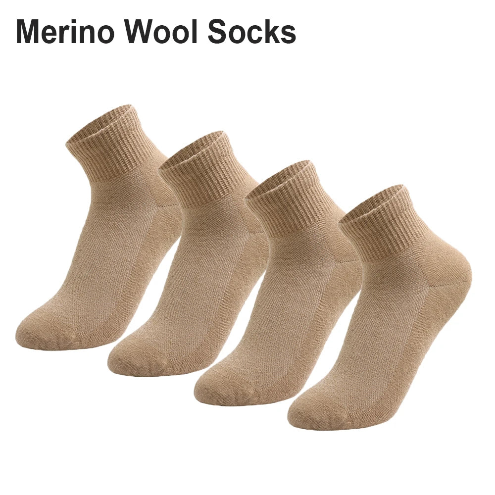 4 Pairs Men Women Merino Wool Socks Light Low Cut Sock Merino Wool Breathable Comfort Fit Thin for Running Cycling Ski Socks