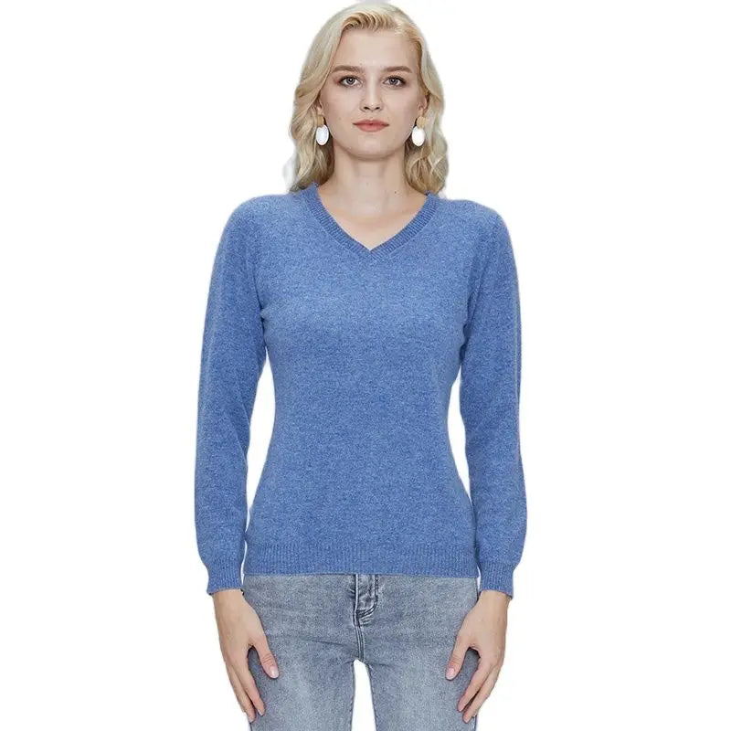 Women 100% Merino Wool V Neck Sweater Pullover Top Lightweight Warm Knitted Pullover Femme Cashmere Sweater Vintage Sweater