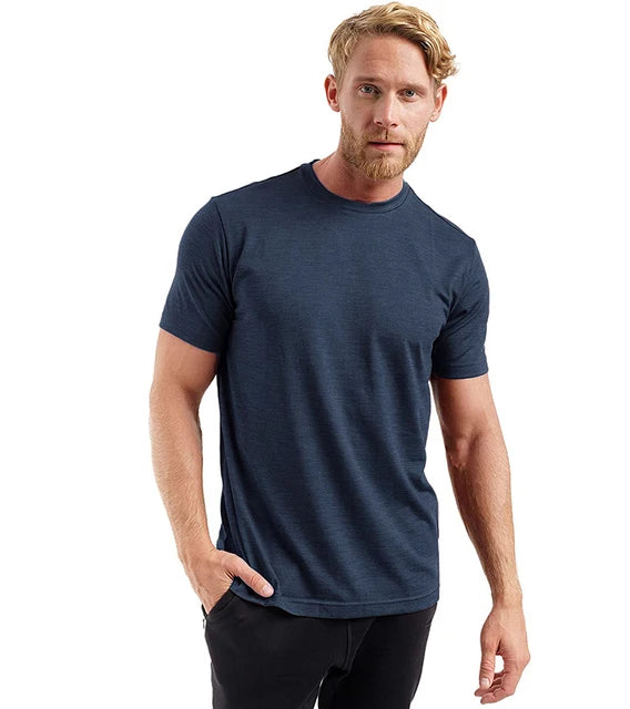 100% Superfine Merino Wool T Shirt Mens Base Layer Tee Merino Wool 180G Everyday Undershirt Wicking Breathable Anti-Odor