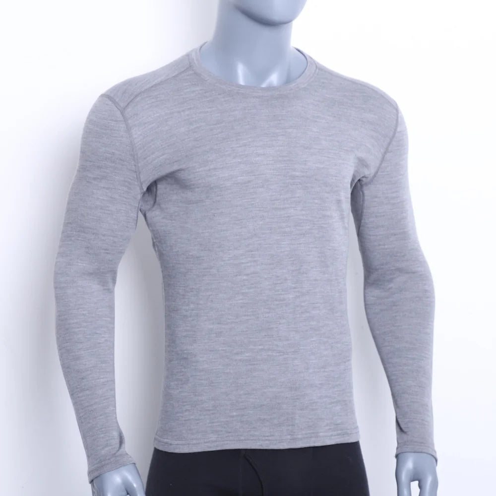 100% Merino Wool Base Layer Men Merino Wool Thermal Underwear Top Mens Crew Shirts Long Sleeve Shirt Everyday Baselayer 250G