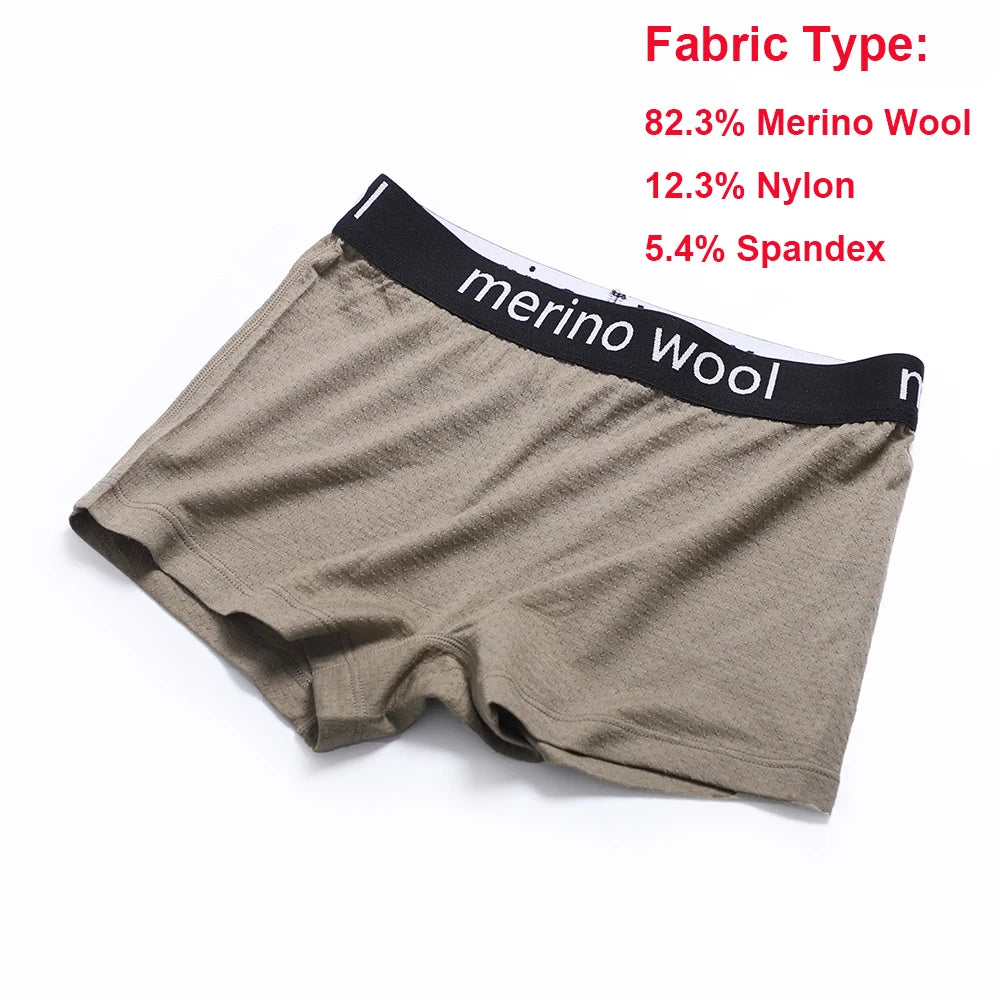 Women's Merino Wool Underwear Boxer Briefs Yoga Sweatpants Fitness Panties Wicking Quick Dry Breathable Wool Underpants