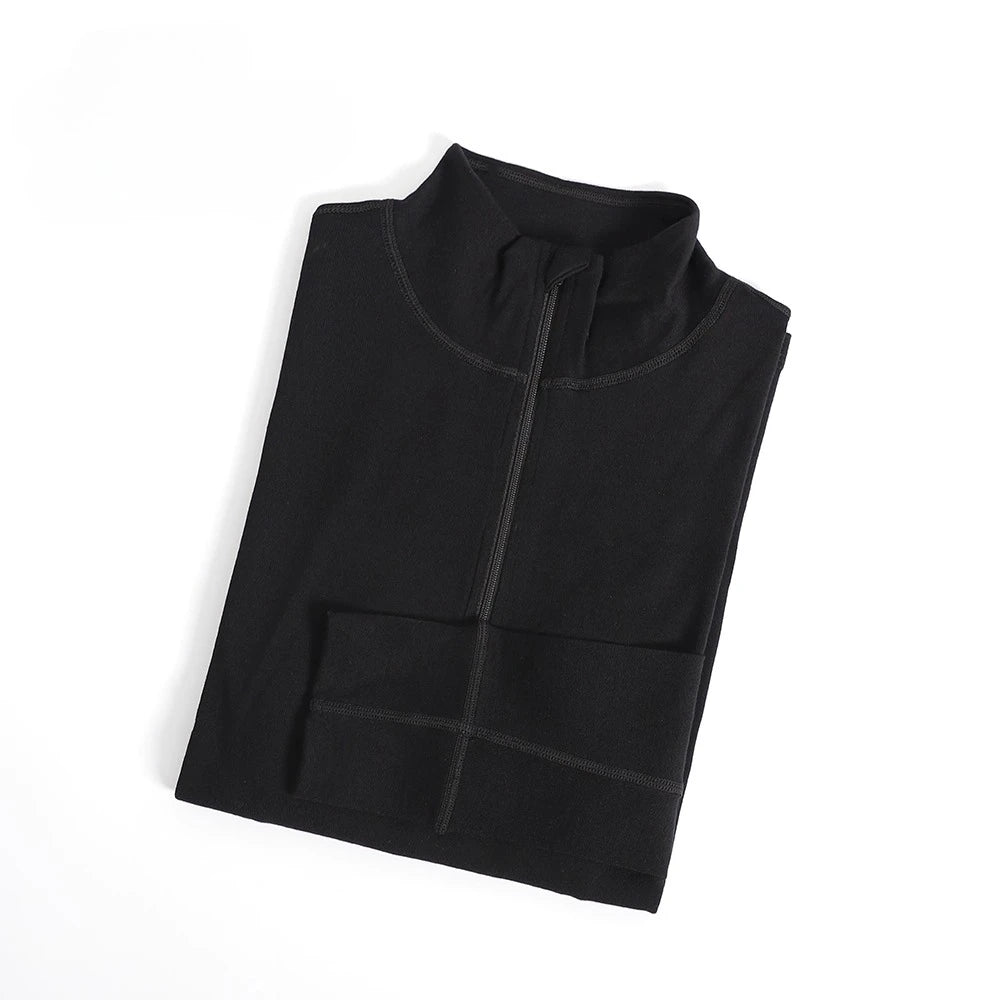 Women 100% Merino Wool Base Layer Top Long Sleeve Shirts 230G Midweight Merino Wool Half-Zip Crew Neck Sweatshirt for Ski Hiking