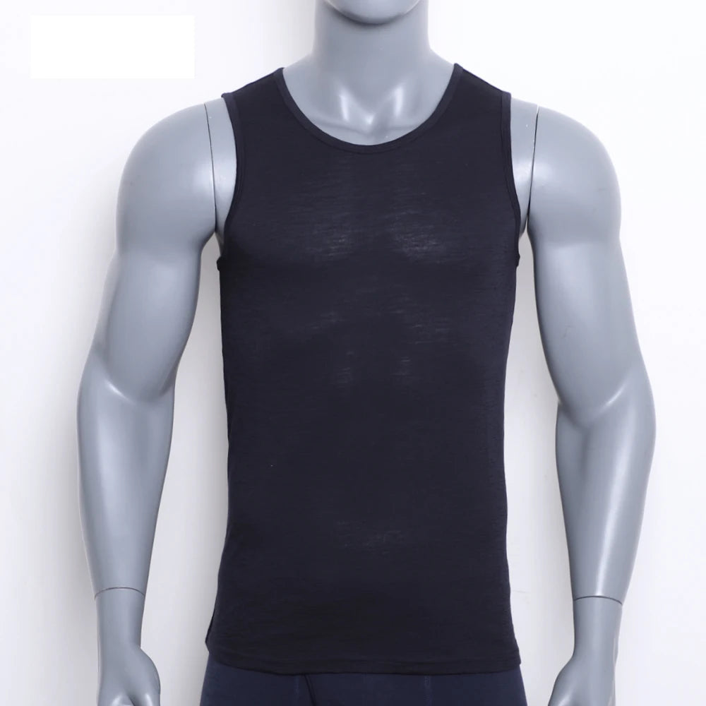 Men's 100% Merino Wool Tank Top Ultralight Merino Wool Base Layer Tank Tops Men Sleeveless Shirt Wicking Breathable Anti-Odor