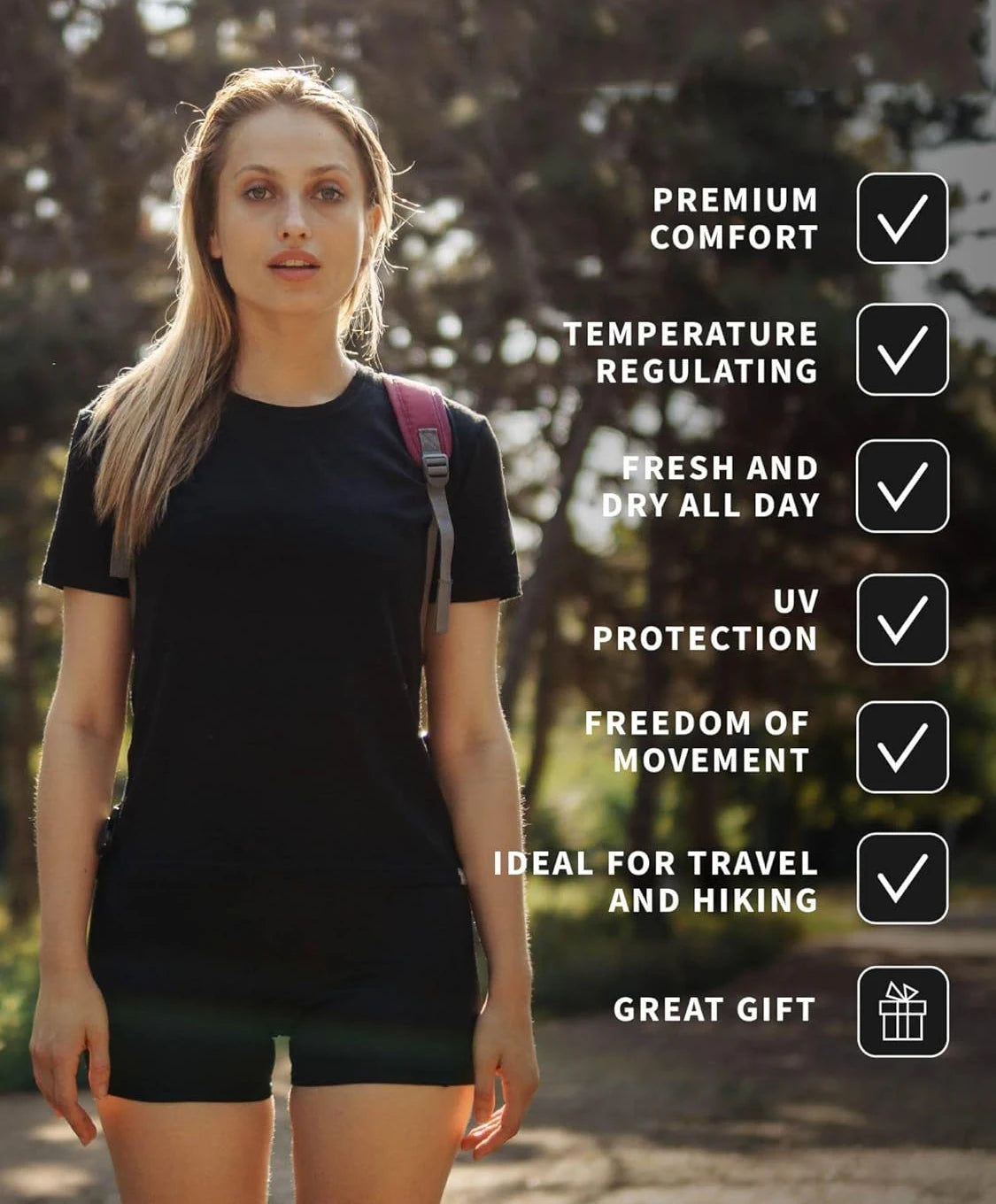 100% Merino Wool T Shirt Womens Merino Short Sleeve Slim Fit Base Layer Tee Hiking Yoga Running Breathable Wicking Quick Drying