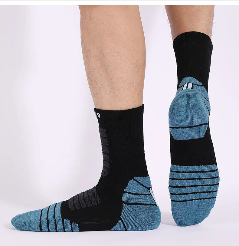 4 Pairs Merino Wool Socks 3A Antibacterial Basketball Socks Compression Support Breathable Thick Cushion Hiking Socks