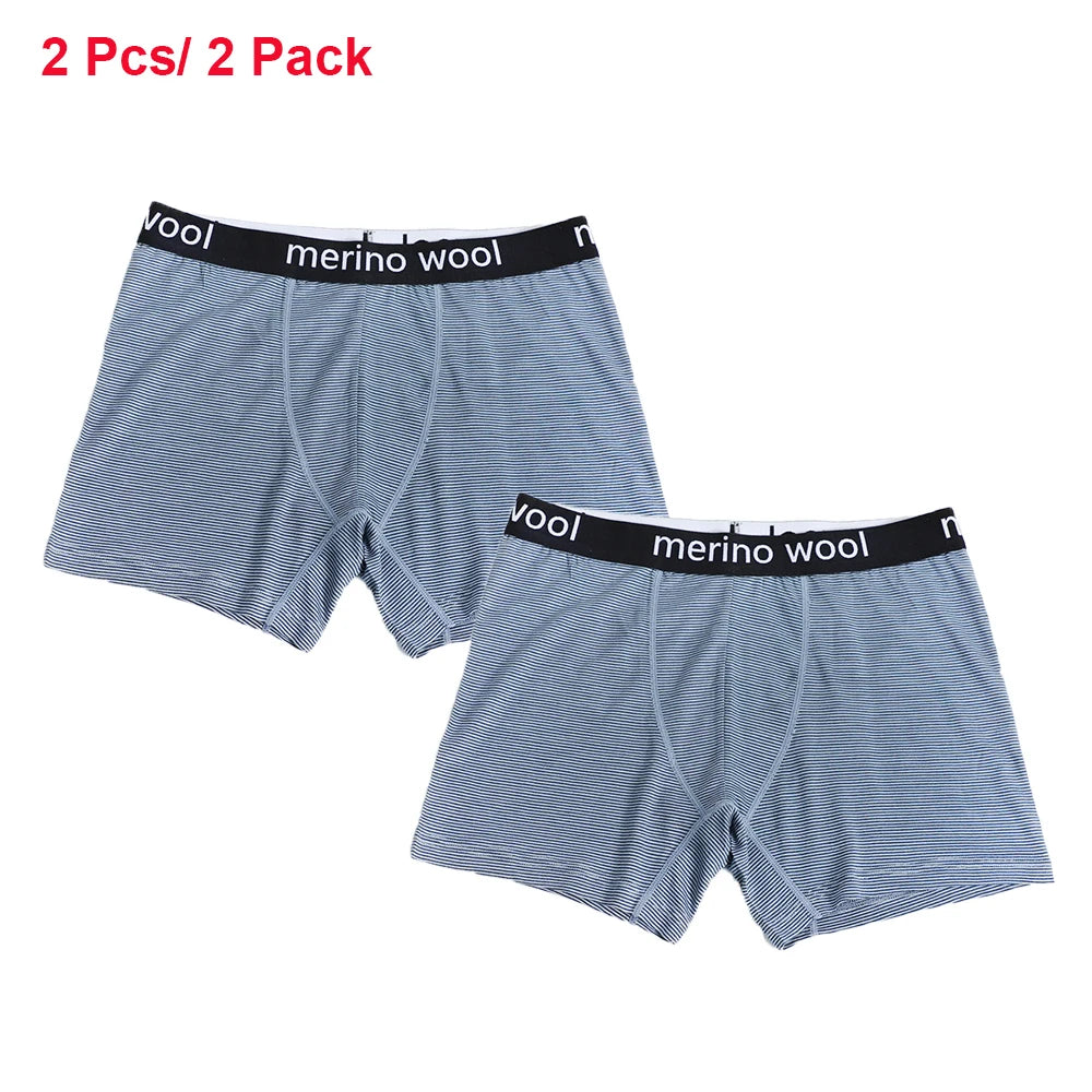 2 Packs Merino Wool Boxer Briefs Men Wool Blend Underwear Boys Shorts Everyday Breathable Anti-Odor Sports Fitness Boxershorts