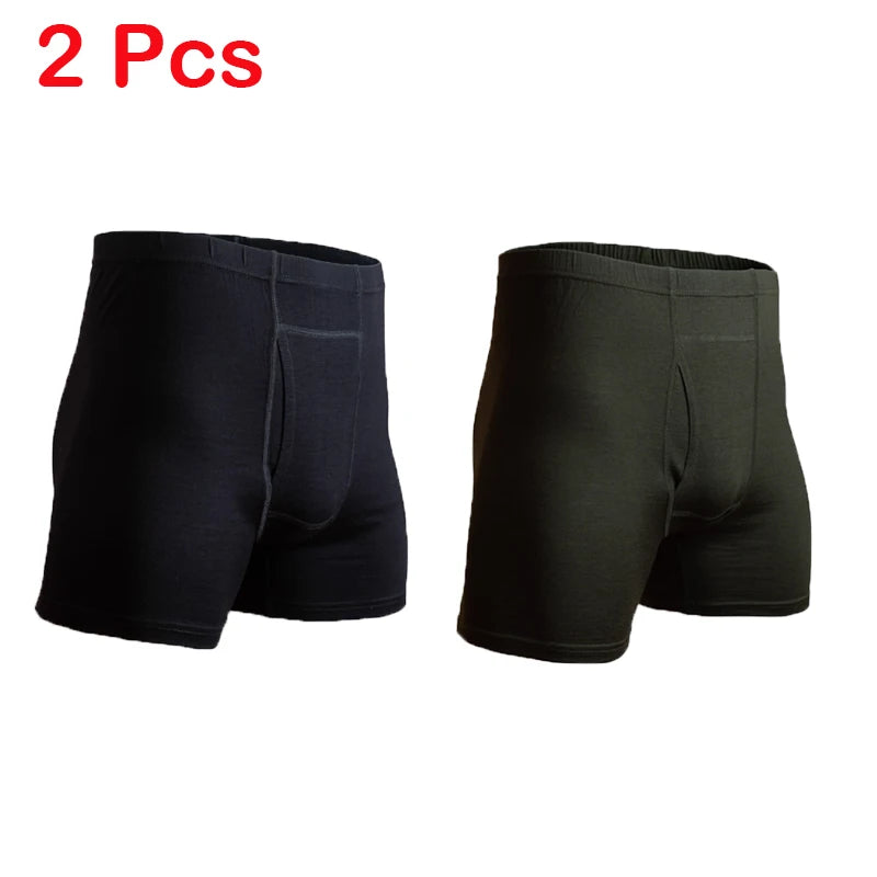 Men Merino Wool Long Drop Boxer Brief 100% Merino Wool Men Underwear Base Layer 240G Men Sports Underpants Fitness Breathable