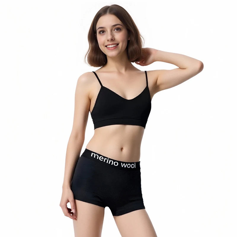 100% Merino Wool Underwear Womens Boxer Briefs Yoga Sweatpants Fitness Panties Wicking Quick Dry Breathable Wool Underpants