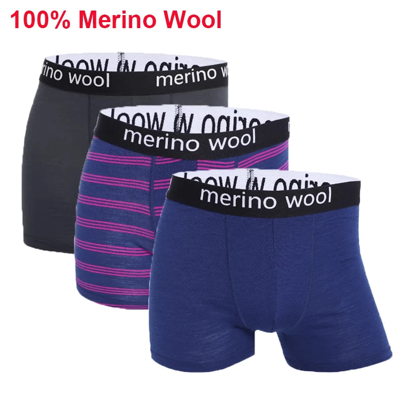 100% Merino Wool Boxer Briefs Men Merino Wool Underwear Boxer Shorts Everyday Soft Breathable Anti-Odor Sports Fitness Boxers