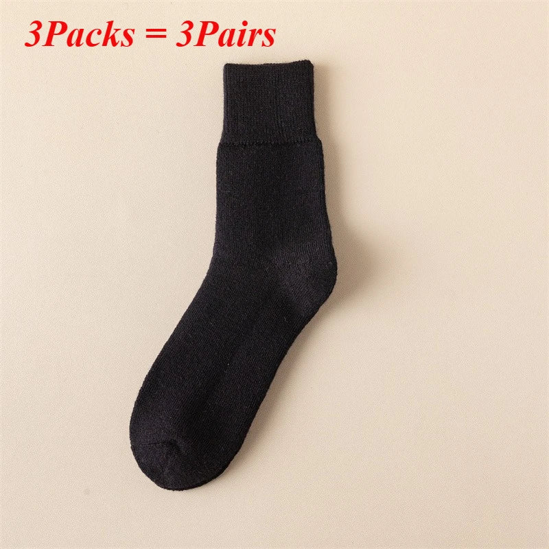 3 Pairs Merino Wool Boot Socks Men Thick Thermal Hiking Winter Warm Wool Socks Heavy Soft Cozy Socks for Cold Weather Size 39-45