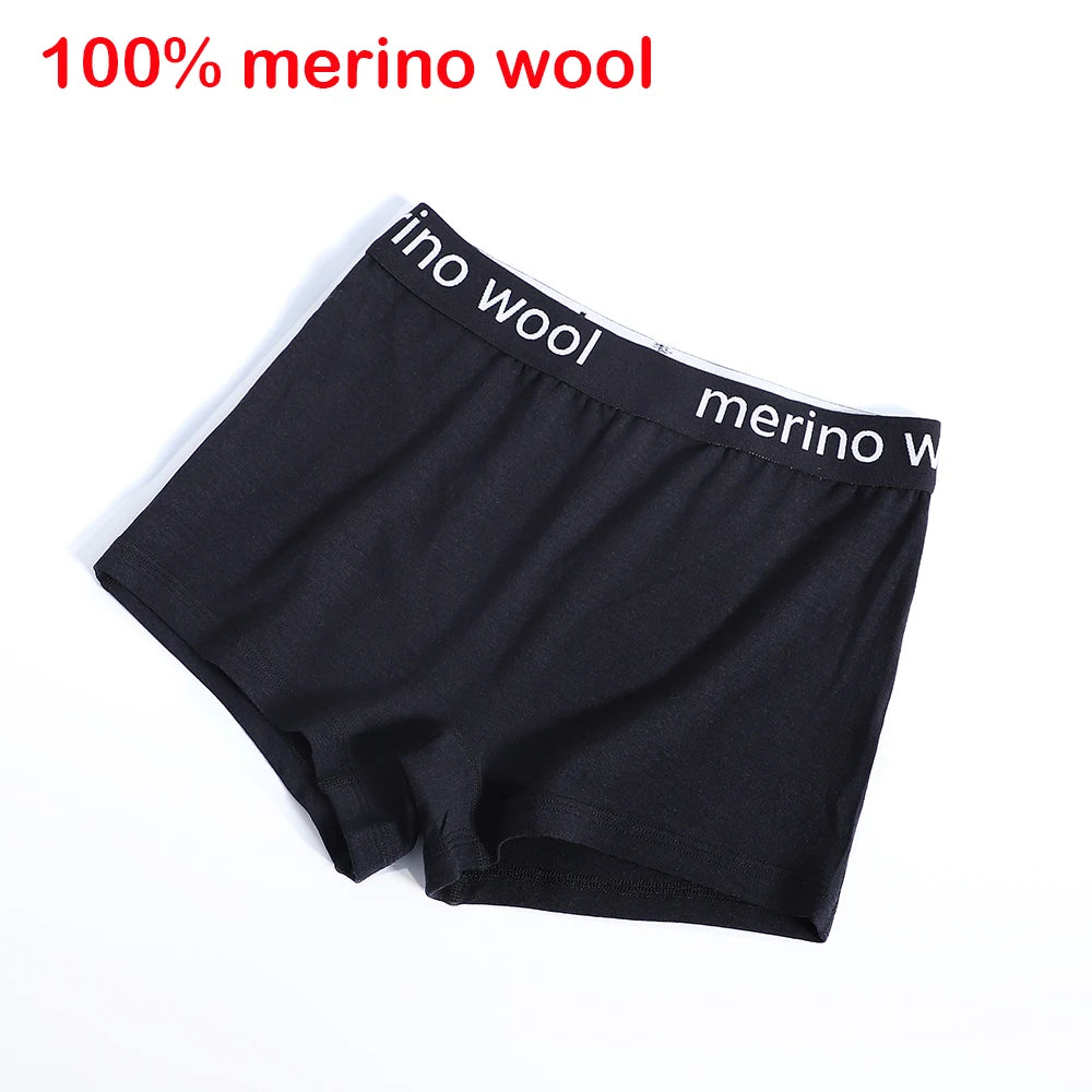 100% Merino Wool Boxer Briefs for Women Wool Underwear Boy Shorts Everyday Weight Breathable Anti-Odor Yoga Fitness Sweatpants