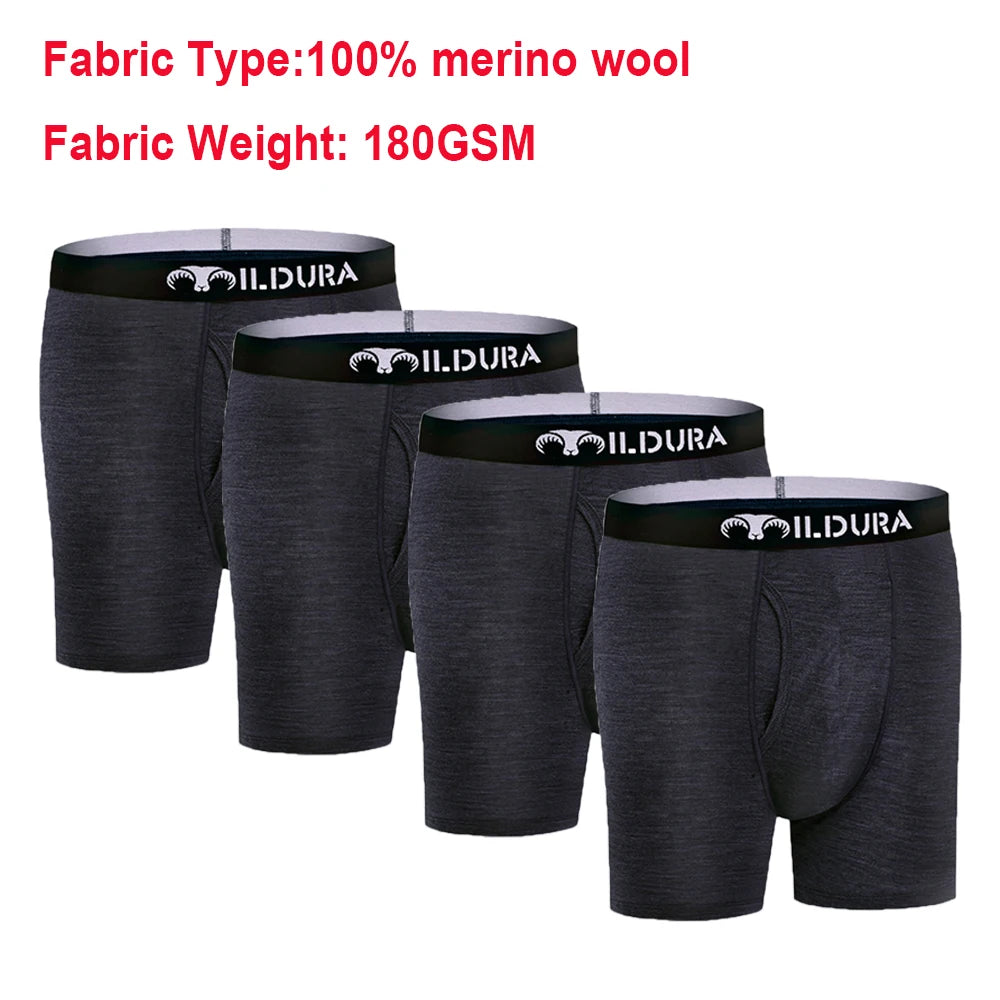 100% Merino Wool Underwear Boxer Briefs Men Merino Boxershorts Men Base Layer Underpants Soft Moisture Breathable Asian Size