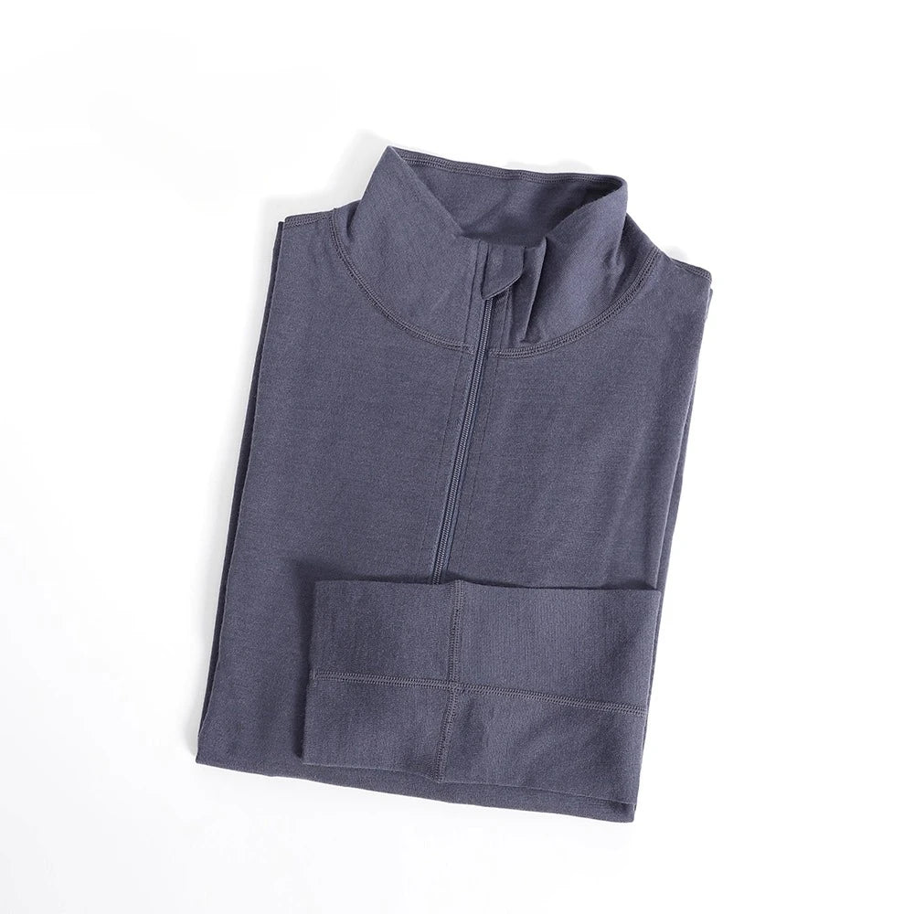 Women 100% Merino Wool Base Layer Top Long Sleeve Shirts 230G Midweight Merino Wool Half-Zip Crew Neck Sweatshirt for Ski Hiking