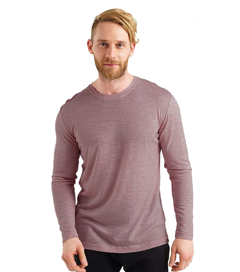 Mens Merino Wool T Shirt Thermal Base Layer Men 100% Merino Wool Midweight Shirt 240g Wicking Breathable Anti-Odor Euro Size