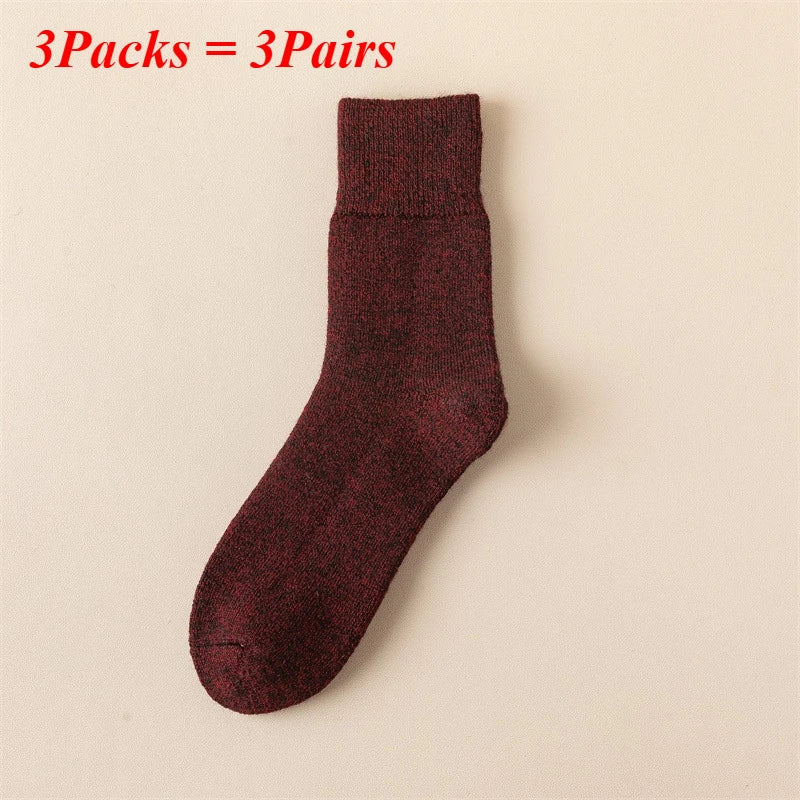 3 Pairs Merino Wool Boot Socks Men Thick Thermal Hiking Winter Warm Wool Socks Heavy Soft Cozy Socks for Cold Weather Size 39-45
