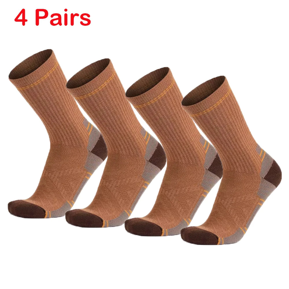 4 Pairs Merino Wool Hiking Crew Socks for Men Women Soft Lightweight Merino Wool Sports Socks Cushioned Anti-Blister Breathable